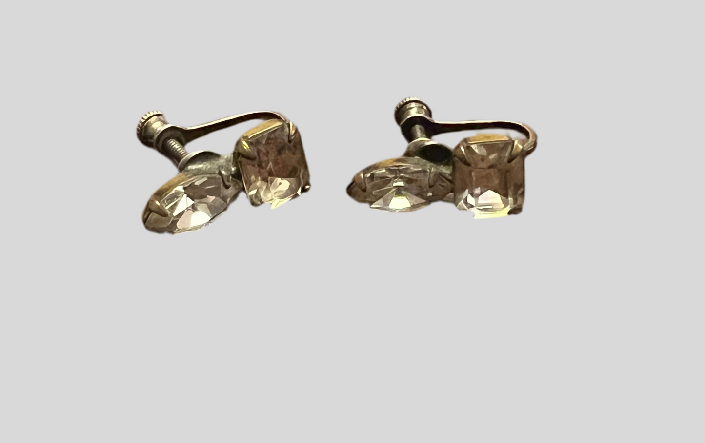 Vintage Clear Glass Screw Back Earrings