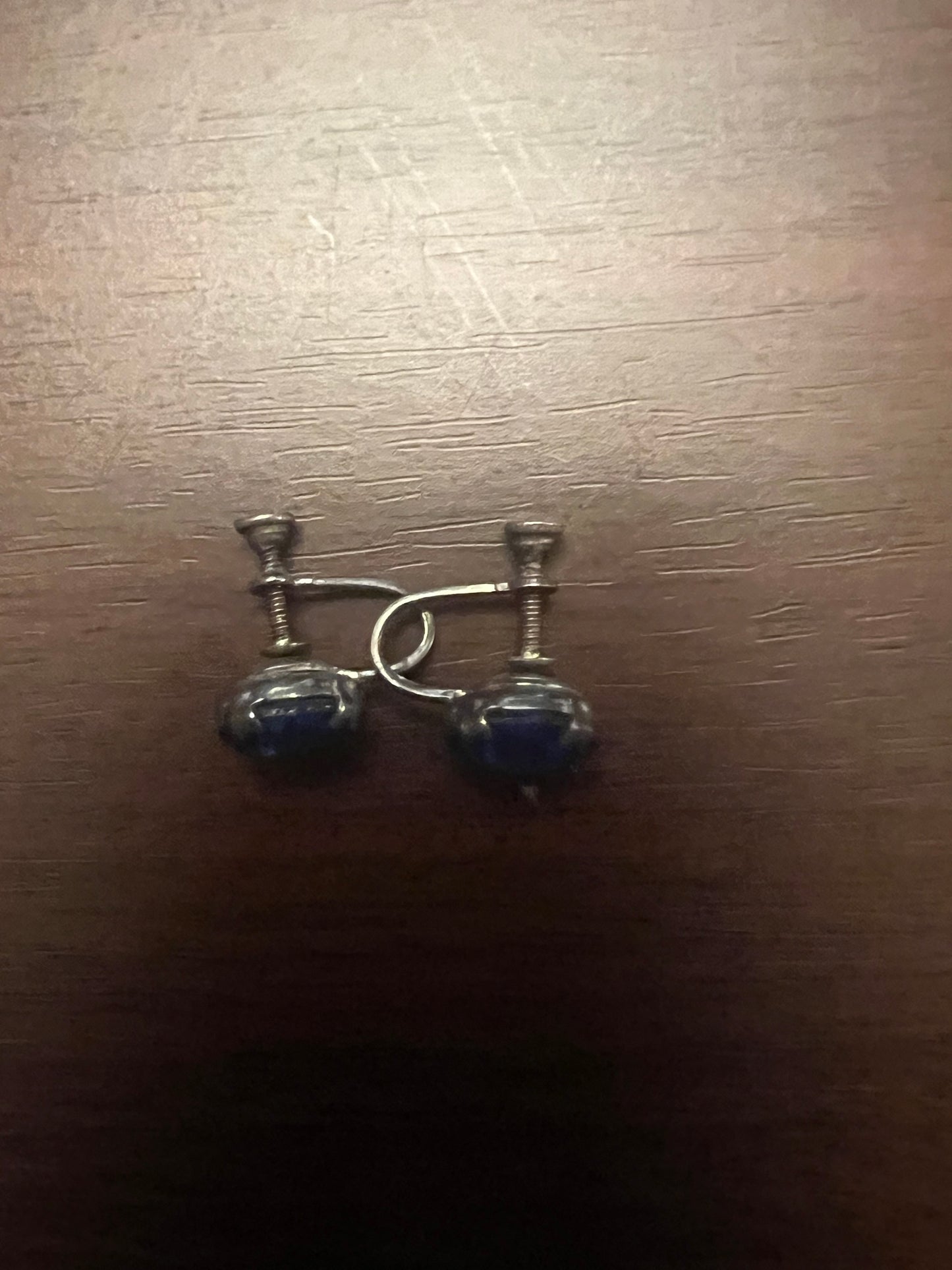 Vintage Blue Stone Screw Back Earrings