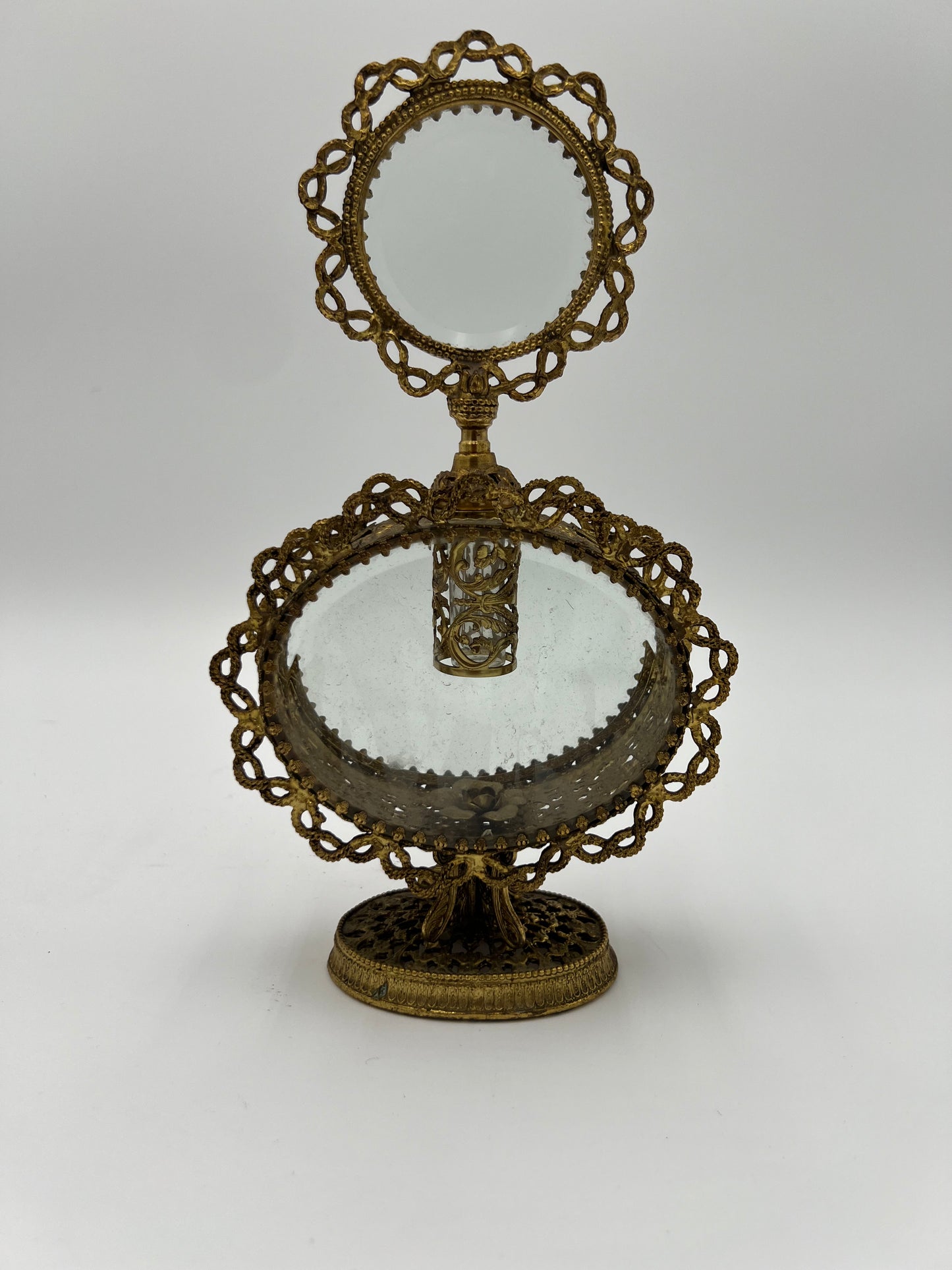 Ormolu Perfume Bottle with Gold Filagree