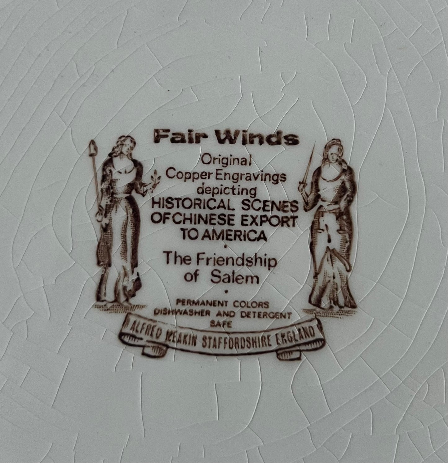 Alfred Meakin Fair Winds "The Friendship Of Salem" Vintage Dinner Plate