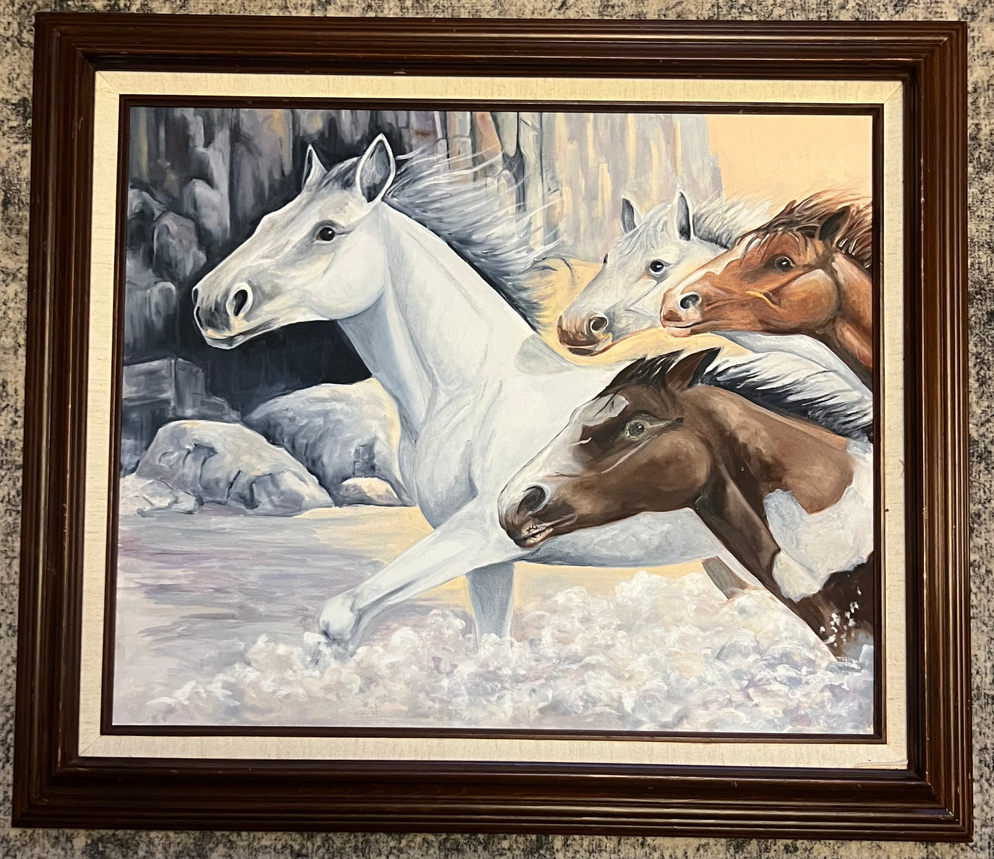Wild Horses Oil Painting, Unsigned