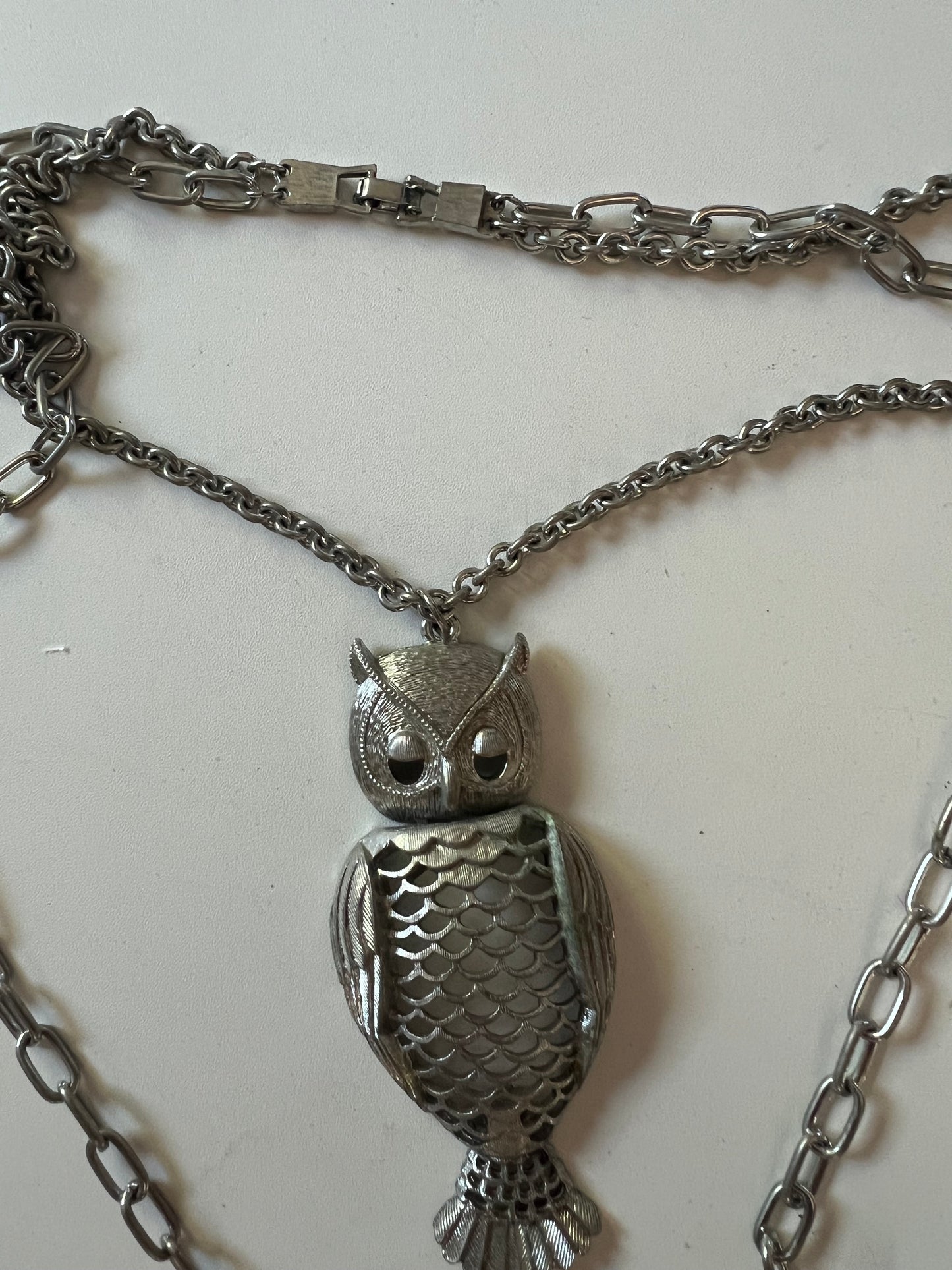 Tancer II Owl Pendant Double Chain Necklace