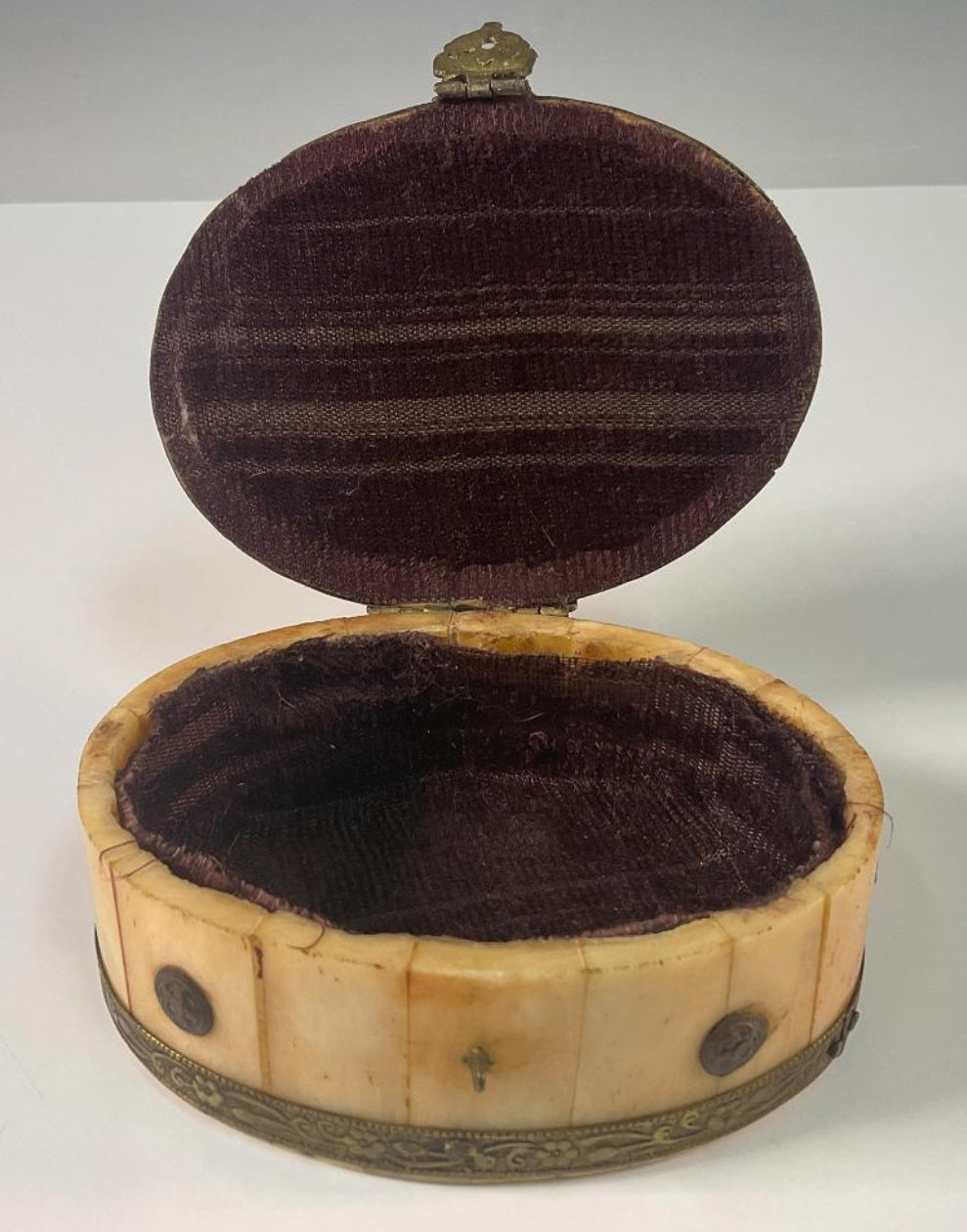 Bone Inlay Brass Trinket Box