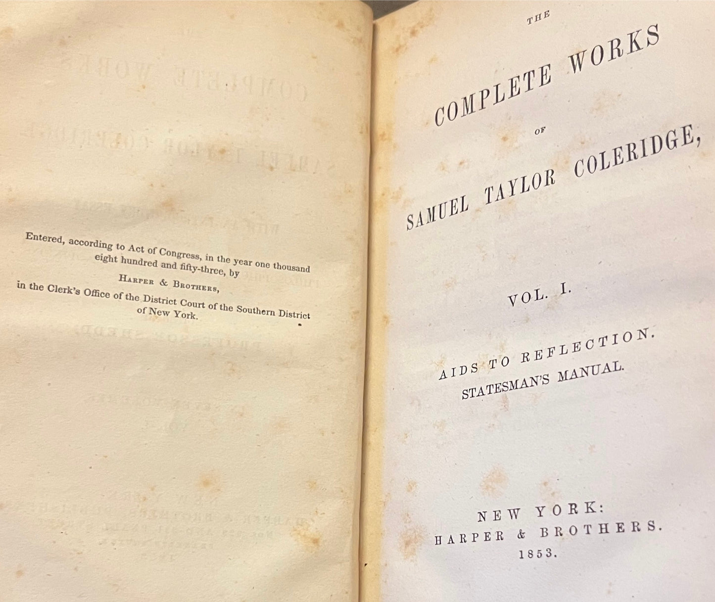 The Complete Works of Samuel Taylor Coleridge (1853), Volumes I, II, III