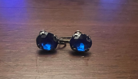 Vintage Blue Stone Screw Back Earrings