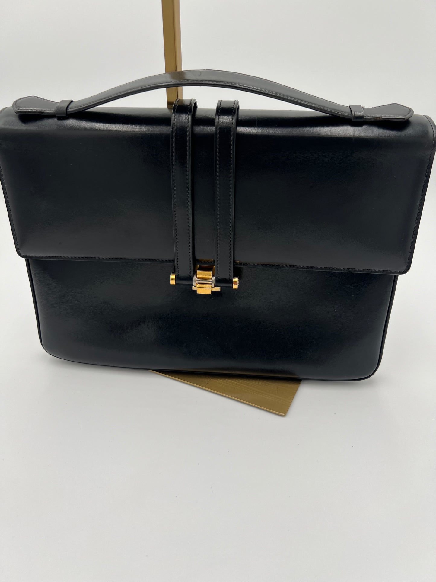 Gucci Vintage Black Leather Briefcase Bag