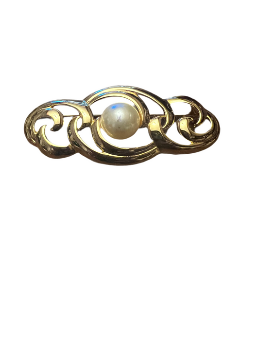 Napier Gold-Tone Faux Pearl Brooch