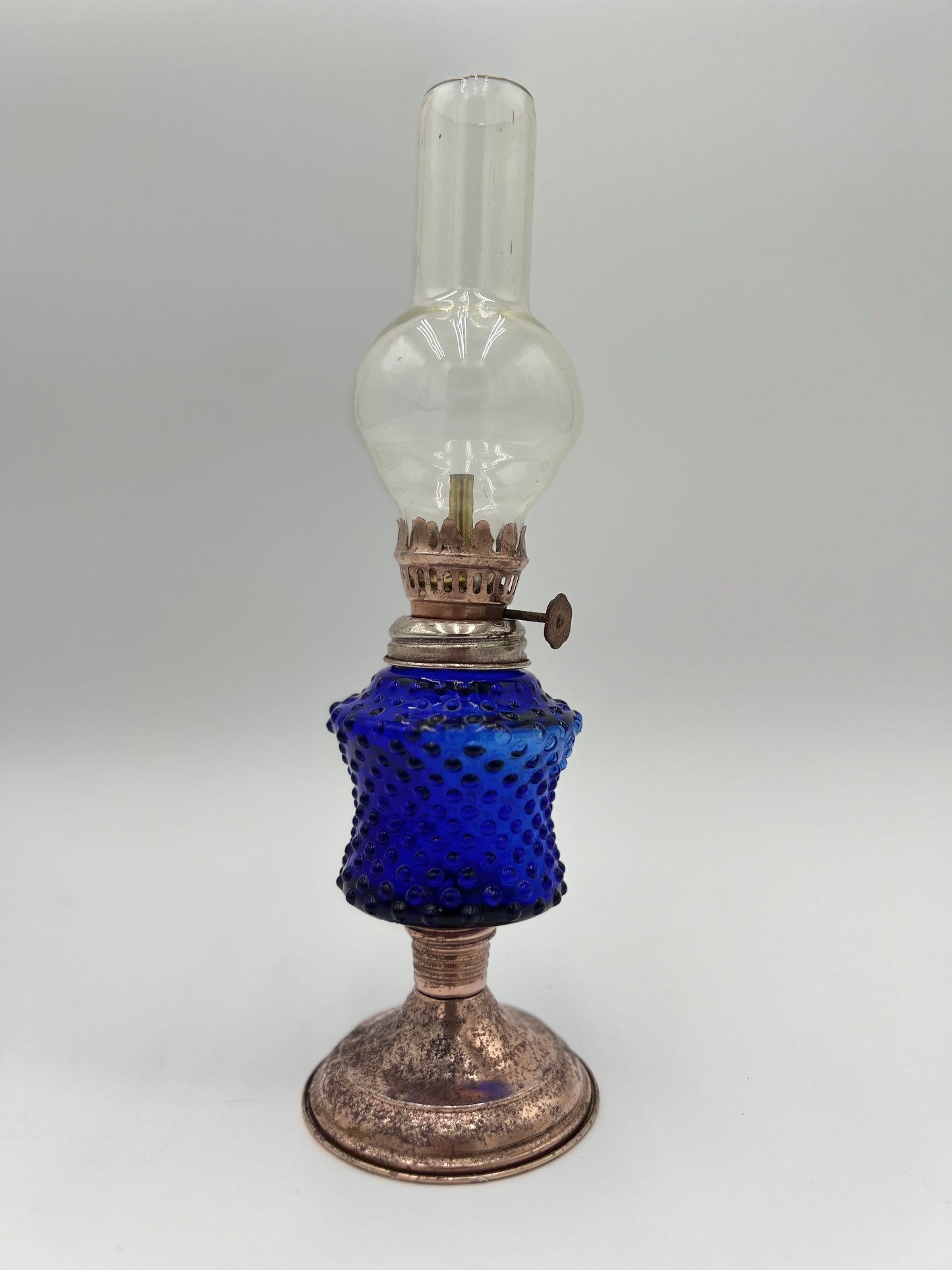 Hobnail Cobalt Small Oil Lamp