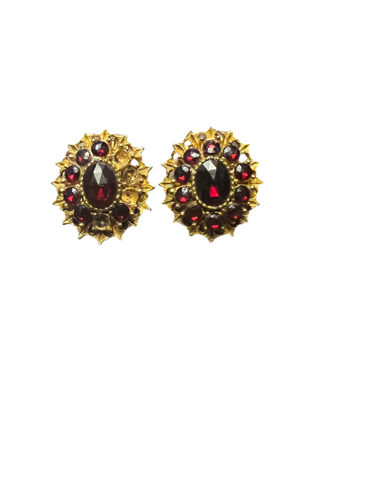 Art Co (Artmode) Red Ruby Glass Clip-On Earrings