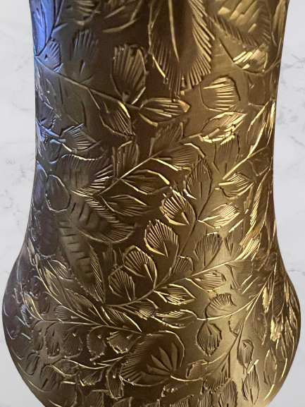 Solid Brass Etched Floral Flower Vases
