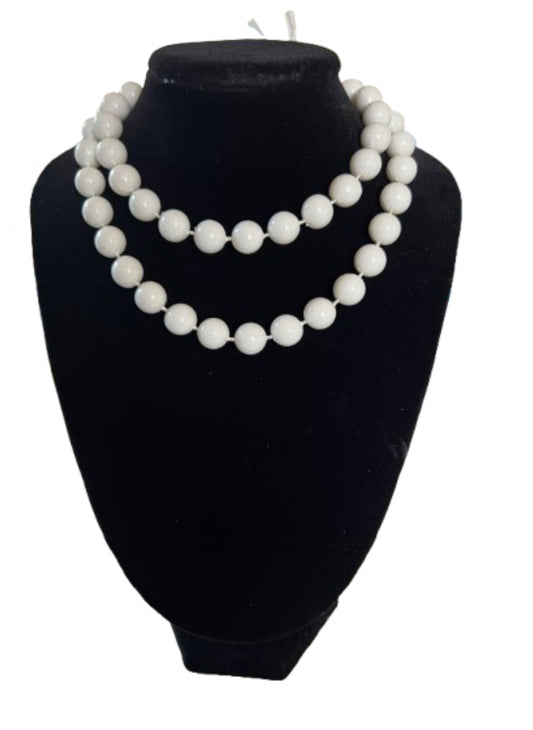 White Lucite Beaded Necklace