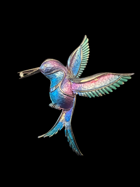 Iridescent Hummingbird Brooch