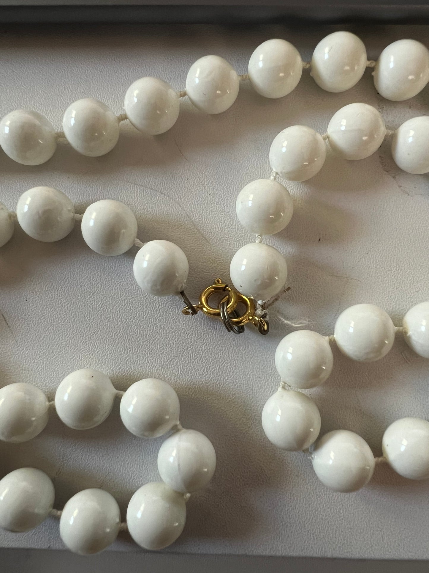 White Lucite Beaded Necklace