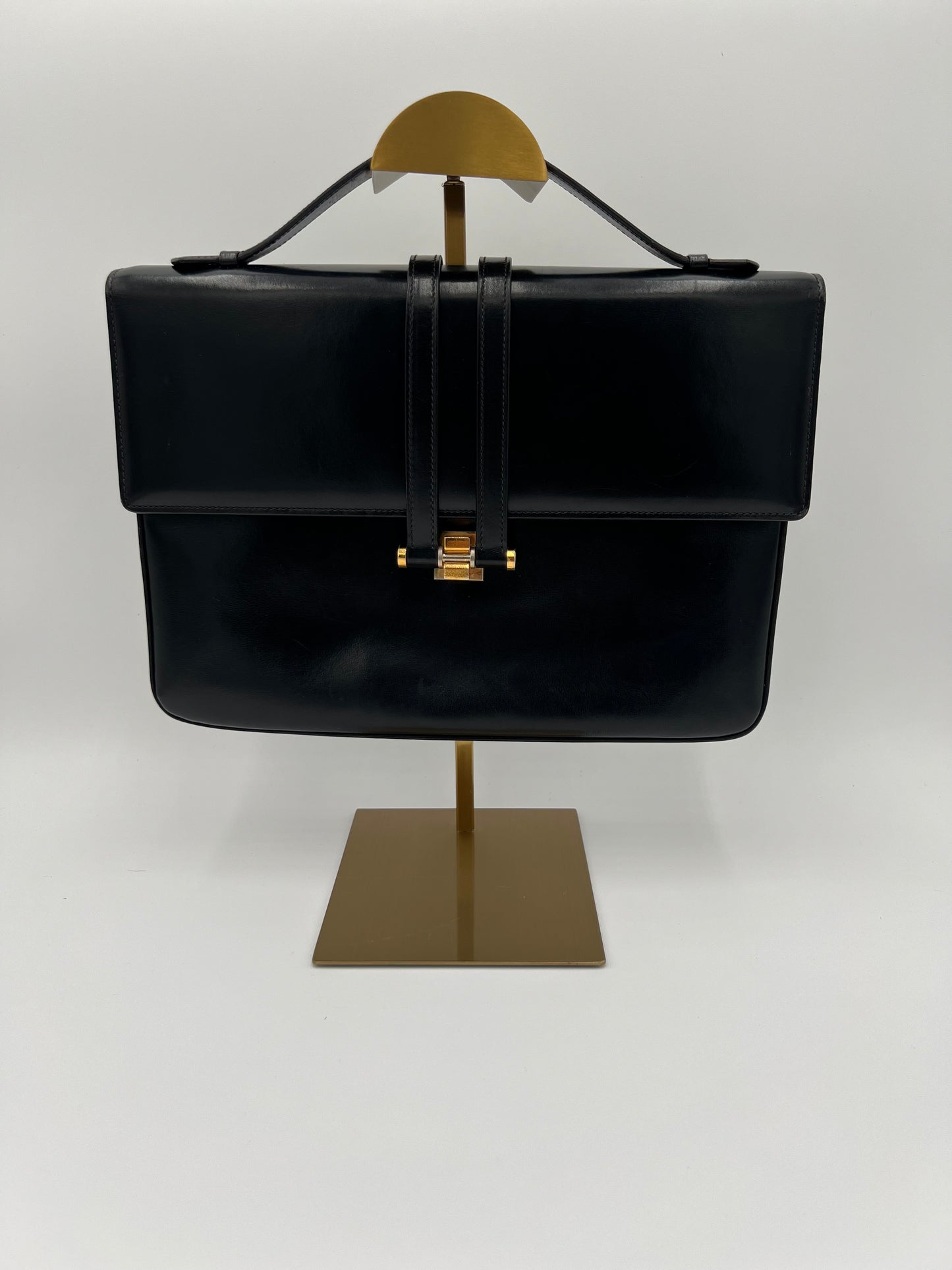 Gucci Vintage Black Leather Briefcase Bag