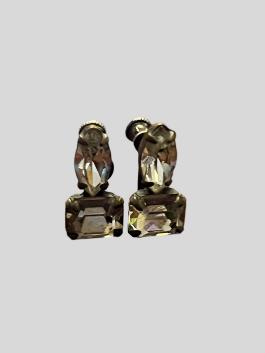 Vintage Clear Glass Screw Back Earrings