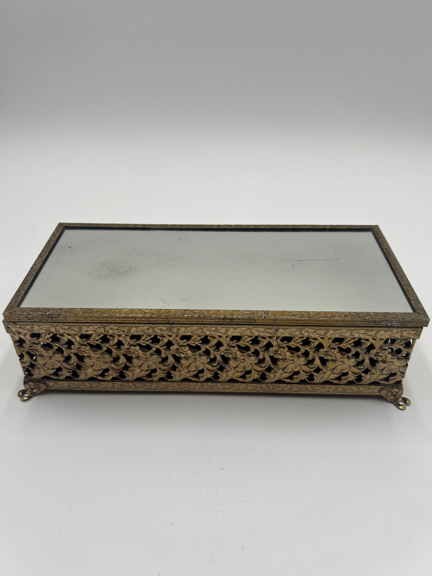 Mid-Century Gold Mirrored Casket Box