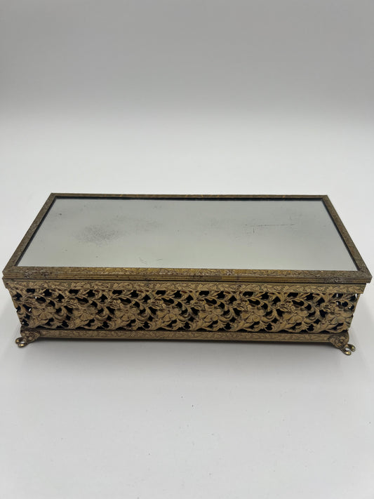 Mid-Century Gold Mirrored Casket Box