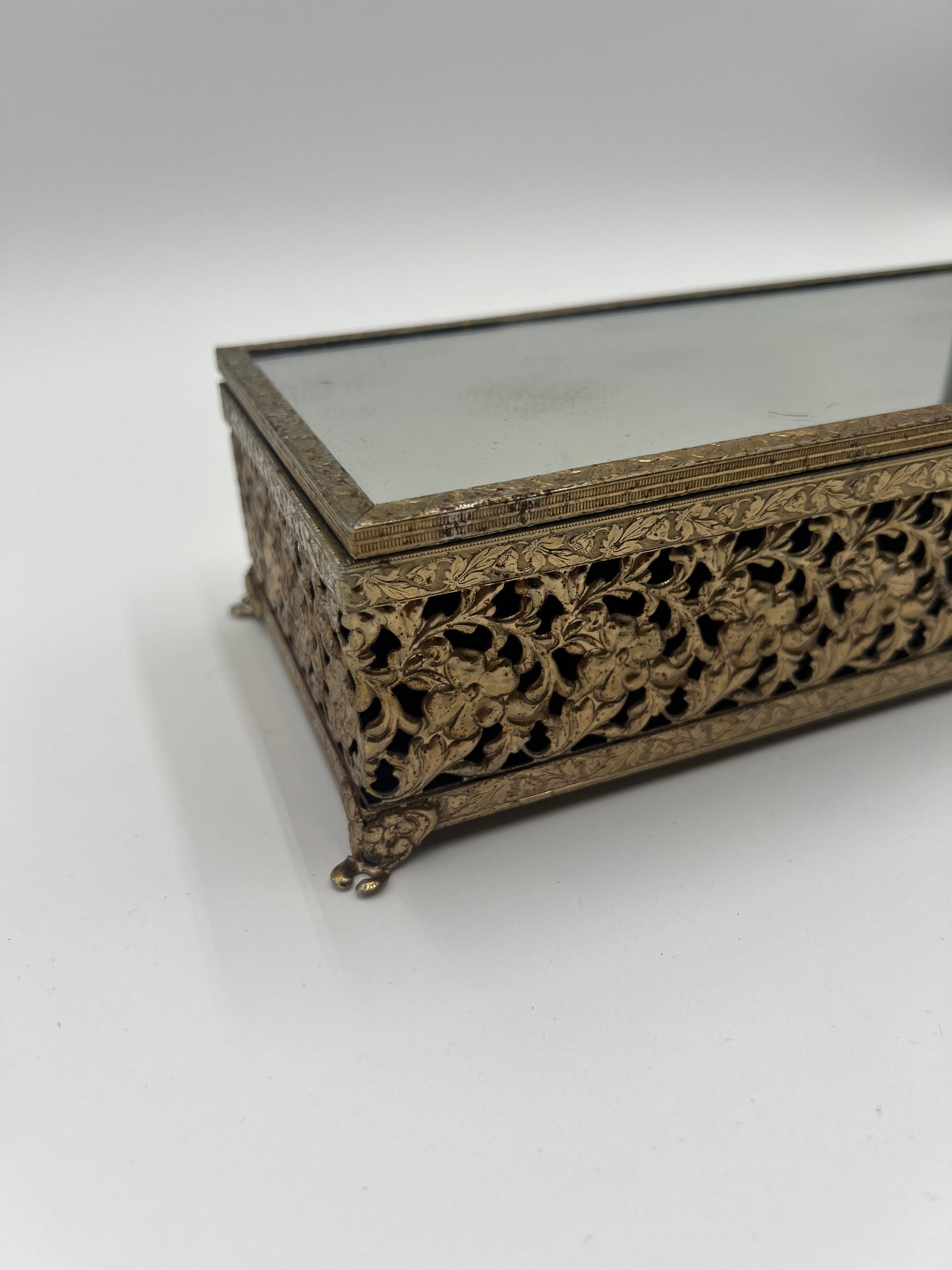 Mid-Century Gold Mirrored Casket Box