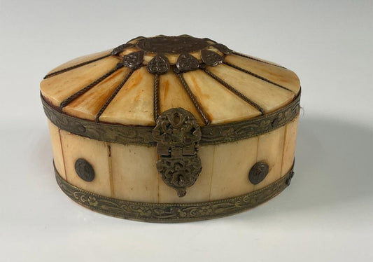Bone Inlay Brass Trinket Box