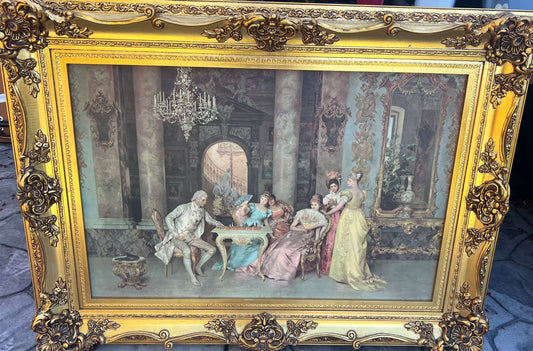 The Chess Game by Francesco Beda, Textured Lithograph
